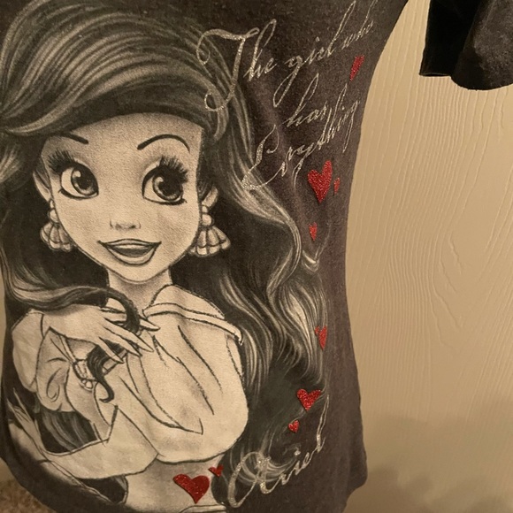 Disney Ariel Casual T Shirt With Heart Sparkles - Picture 3 of 4